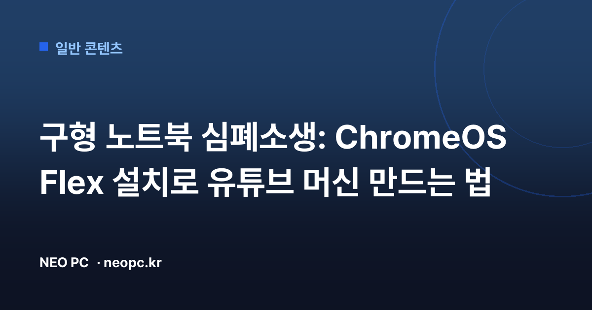 구형 노트북 심폐소생: ChromeOS Flex 설치로 유튜브 머신 만드는 법