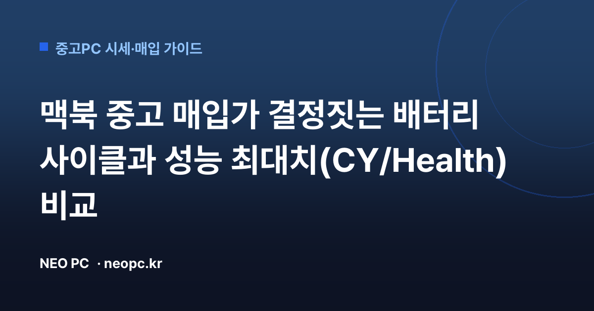 맥북 중고 매입가 결정짓는 배터리 사이클과 성능 최대치(CY/Health) 비교